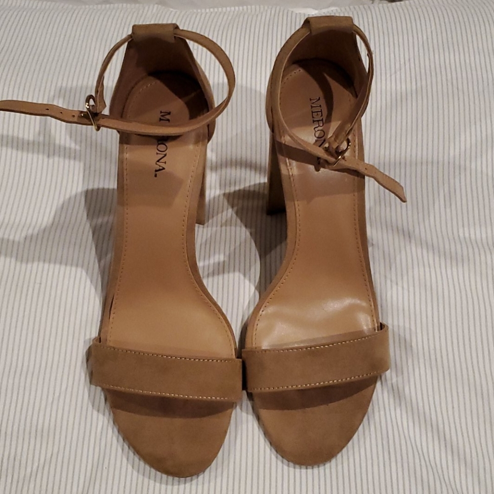Target Merona brand tan suede heels.
